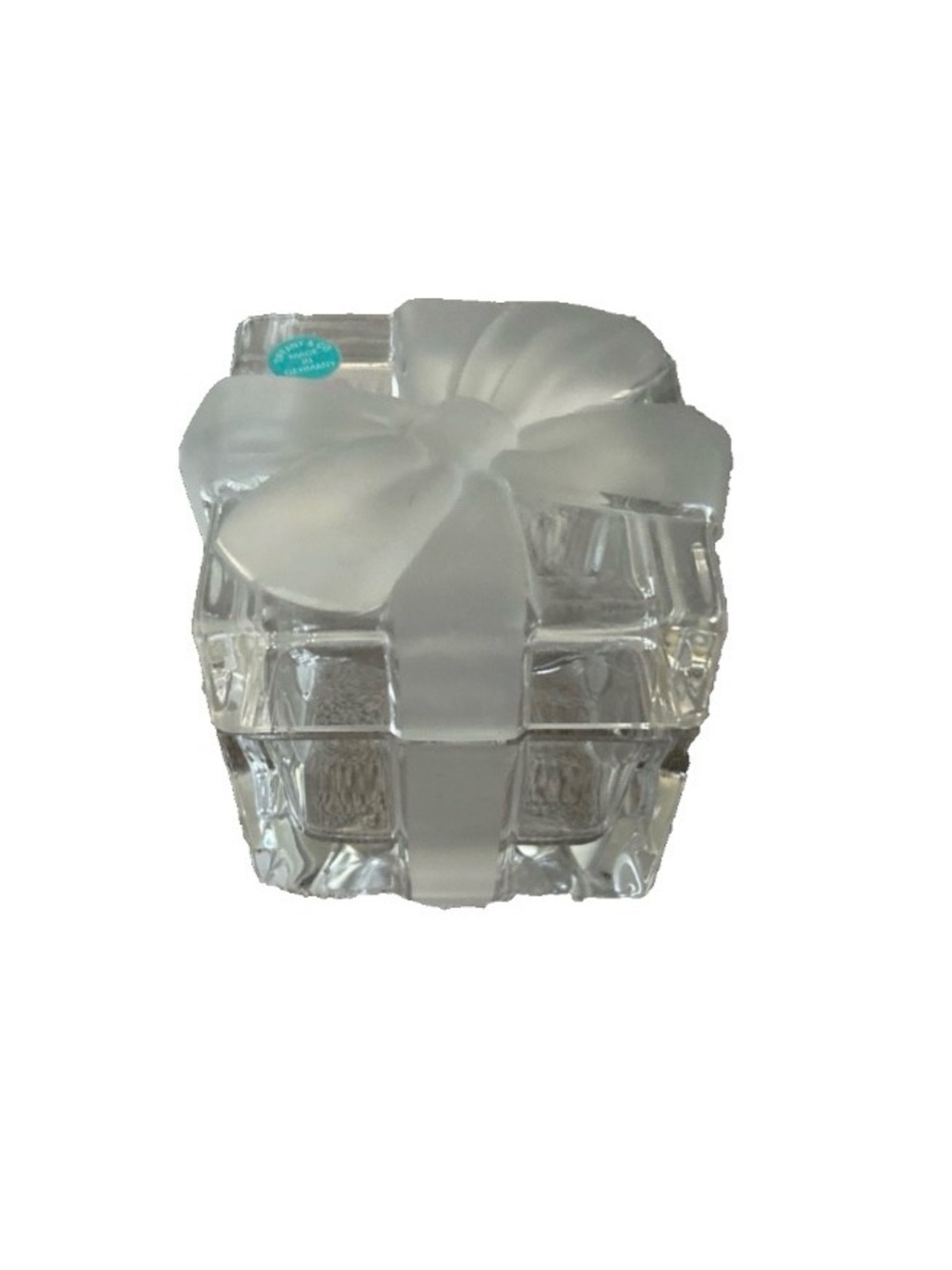 Tiffany & Co. Vintage Frosted Glass Bow Gift Box. Clear & Frosted White. NWOB